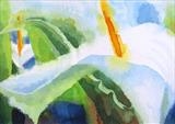 White Arums by Laura Boyd, Painting, Acrylic on paper