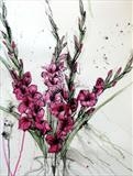 gladioli "lipstick" by Laura Boyd, Painting, ink and watercolour