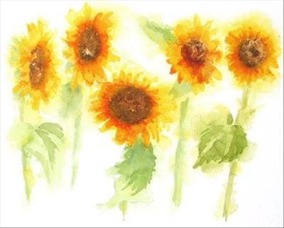 sunflowers with bee by Laura Boyd - Painting  Acrylic on paper